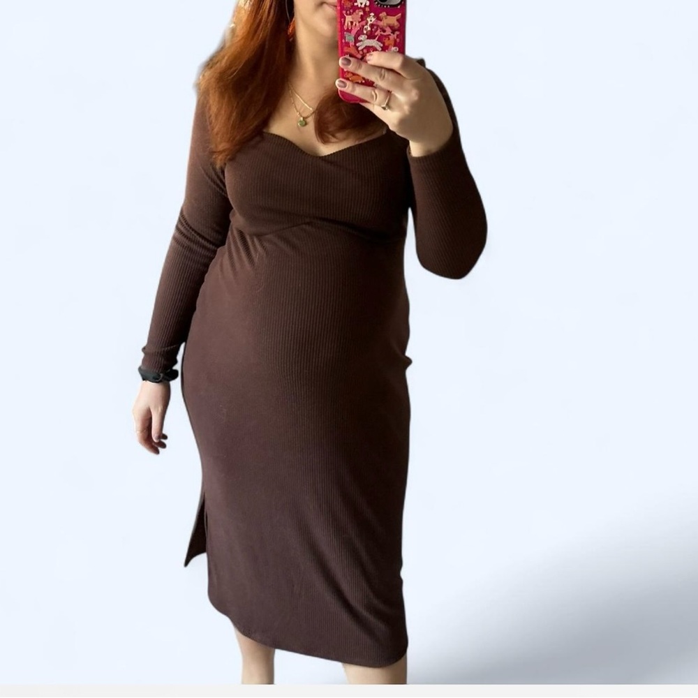 Isabel Maternity by Ingrid & Isabel Cocoa Long Sleeve Dress